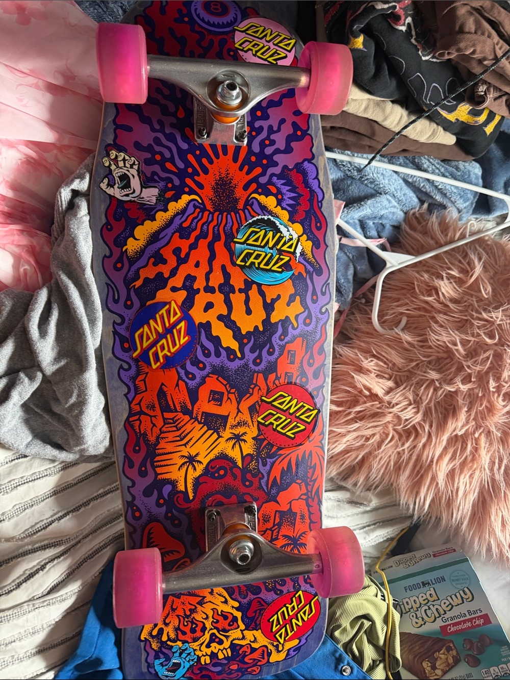 Santa Cruz Skateboards Purple, Orange & Pink Psychedelic Graphic Deck